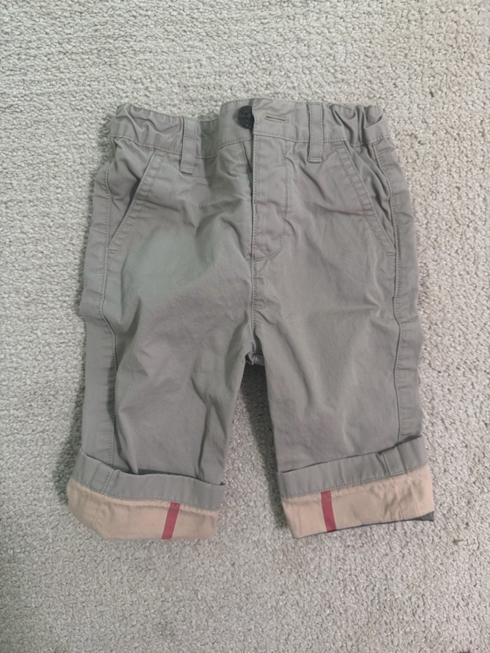 Burberry Childrens Check Turn-Up Cotton Trousers - 9 months